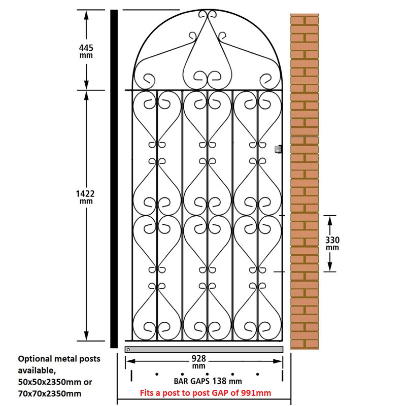 Uriegas Black Metal Gate, 99cm W X 187cm H