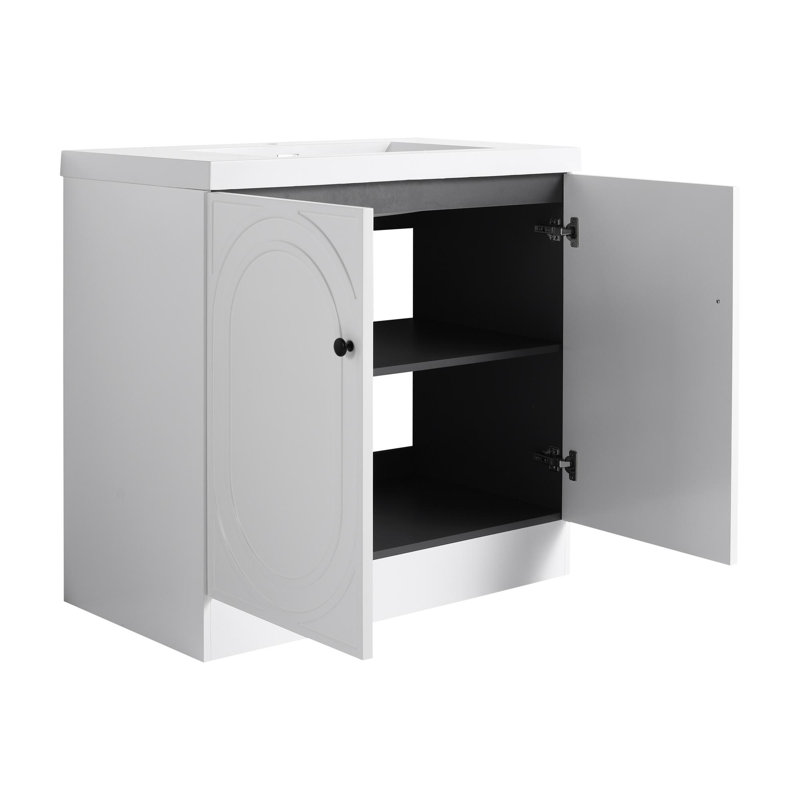 Meuble-lavabo sur pied 36 po avec lavabo et 2 portes à fermeture en douceur, Blanc