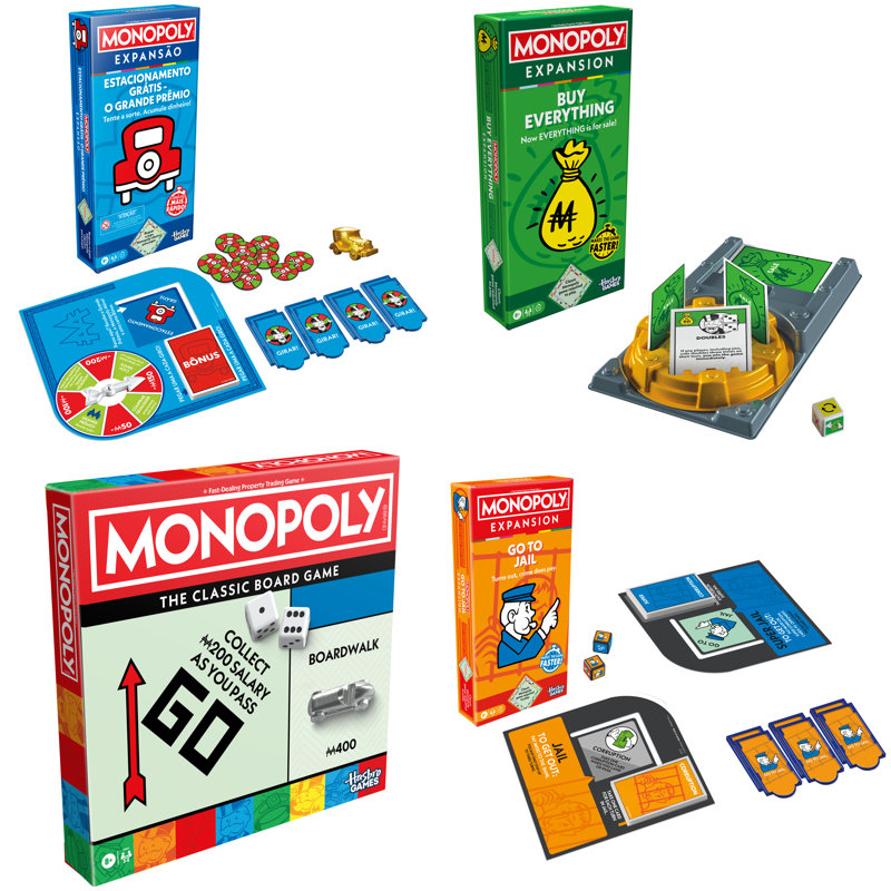 Ensemble d'extension Monopoly avec stationnement gratuit, tout acheter et aller en prison