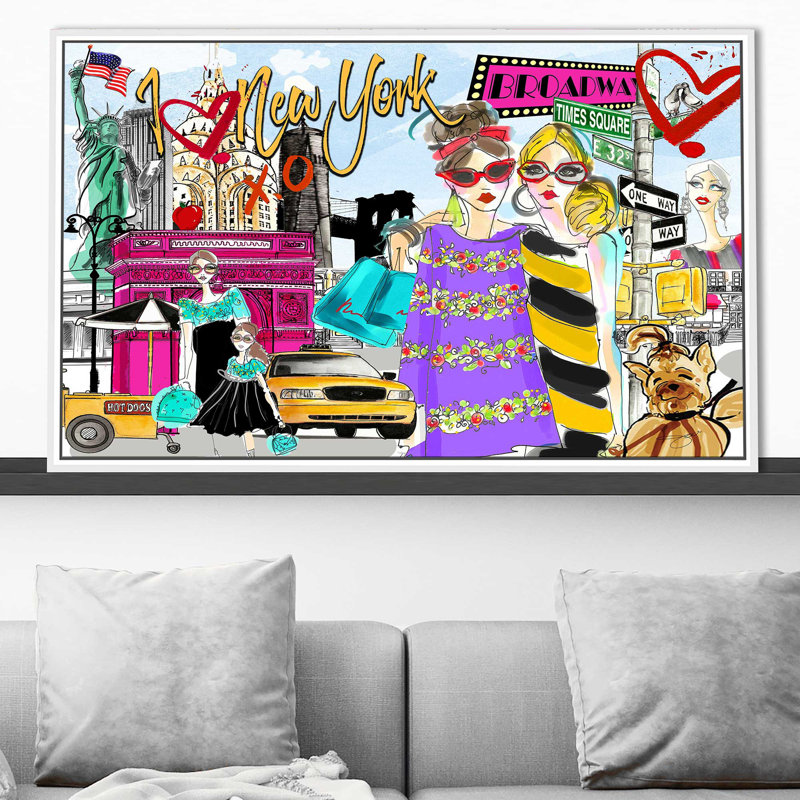 «Take Me To Broadway» par By Jodi - impression, Cadre flottant blanc, H 31,5 po x l 51,5 po x P 2 po