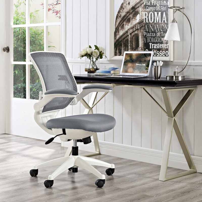 Modway Edge Porch & Den Tonti Frame Mesh Seat Office Chair, Gray, White