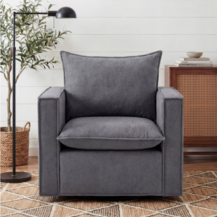 Louretha 34" Wide Fabric Upholstered Swivel Armchair
