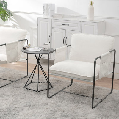 Fauteuil rembourré suspendu, blanc, coussins en mousse confortables, structure en métal robuste, pour le salon, la chambre à coucher, balcon 2 avec mousse, chambre à coucher