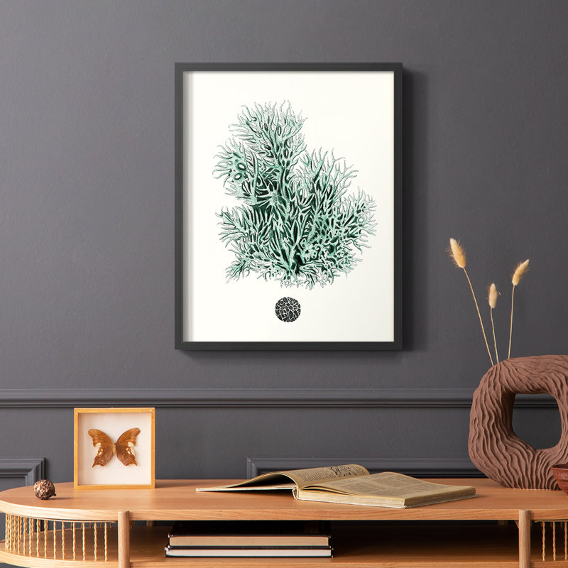 Antique encadré corail V encadré V - bois massif, Noir, H 10 po x l 8 po