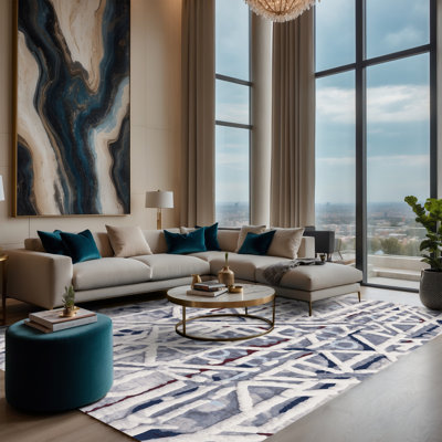 Machine Washable Grey Area Rug