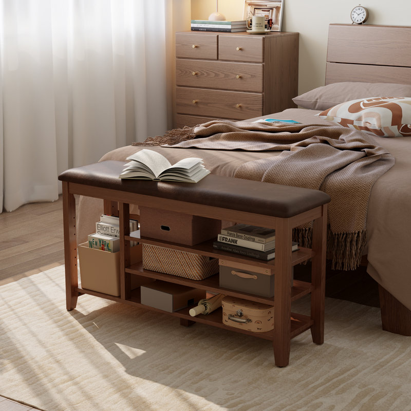 Entryway 3-Tier Solid Wood Shoe Bench with Storage, 20.4" H x 39.37" W x 11.8" D