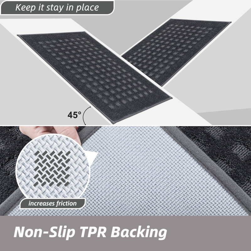 Waffle Door Mats Indoor，Super Absorbent Machine Washable Doormat with Non-Slip Backing for Wet Shoes and Dirty Paws