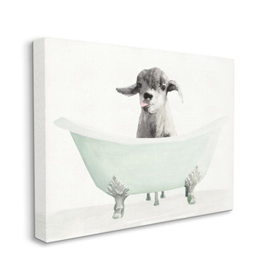 «Baby Llama in a Tub Funny Animal Bathroom» par Stellar Design Studio, reproduction d'art
