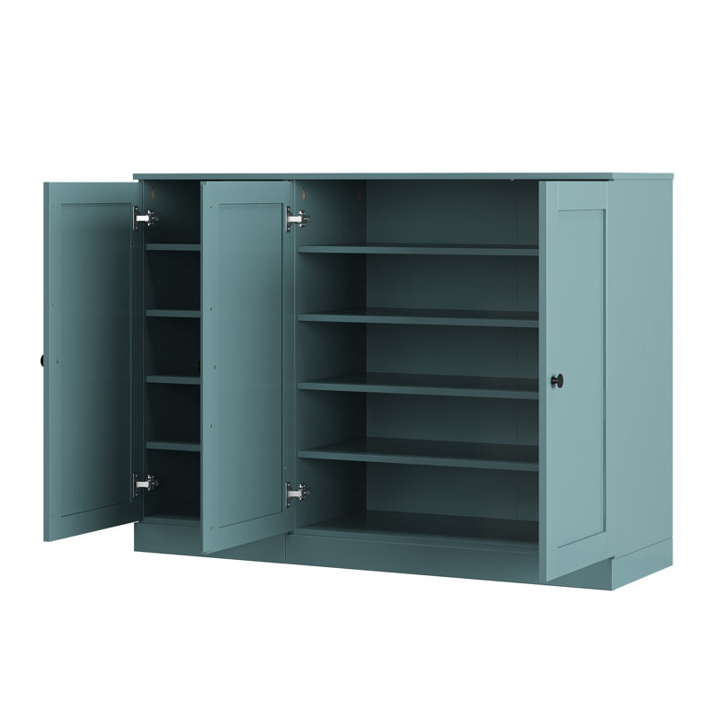 Armoire à chaussures 100% en bois massif avec portes Shaker, tablettes réglables, rangement modulaire pour vestibule, l 48,5 po x H 35,75 po