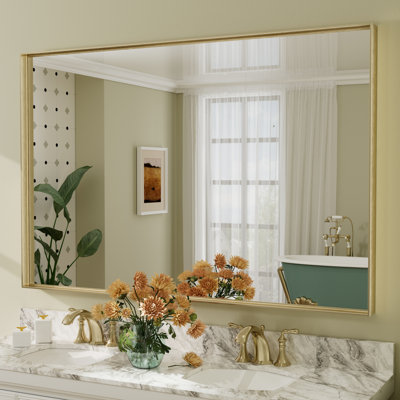 Aevar Tempered Glass and Aluminum Alloy Framed French Cleat Mounted Wall Mirror with 5-Year Warranty