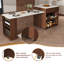 Îlot de cuisine extensible de 80 po de largeur avec plateau en faux marbre, table de salle à manger à abattants et prises intégrées-1515610799