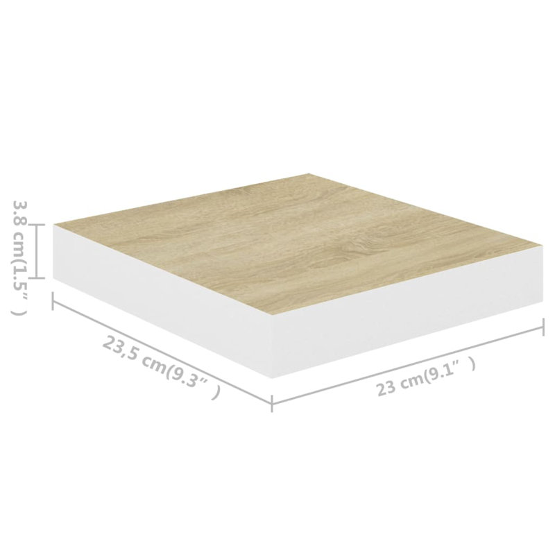 Artamas Floating Shelf, Oak, 23cm H x 23.50cm W x 3.80cm D