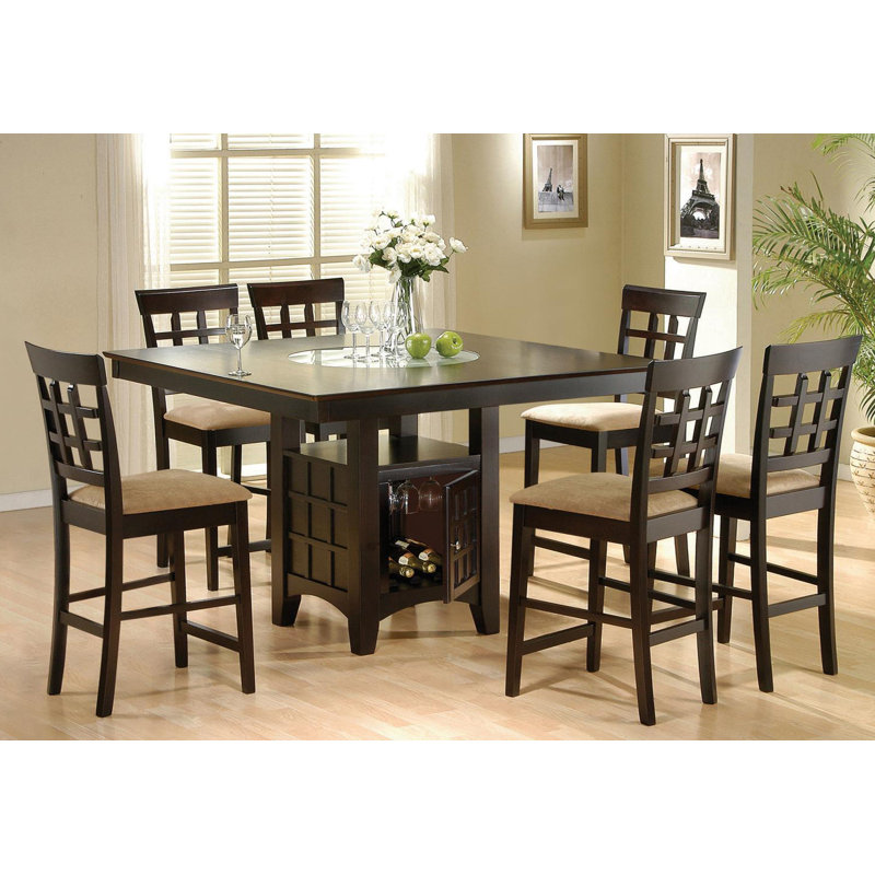 Sarok Dining Set in Brown and Tan, 7