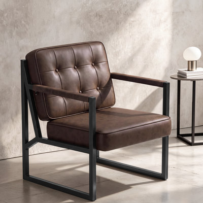 Multi-color PU Leather Upholstered Office Chair with Stylish Armchair and Metal Legs, Suitable For Living Room, Bedroom, Reception Area and Waiting room