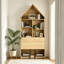 Bureau d'artisanat pliant avec tablettes de rangement, bureau convertible dissimulé en bibliothèque, bureau pliable avec rangement, bureau de disparition pour petits espaces, table de bricolage multifonctionnelle, bureau de coiffeuse