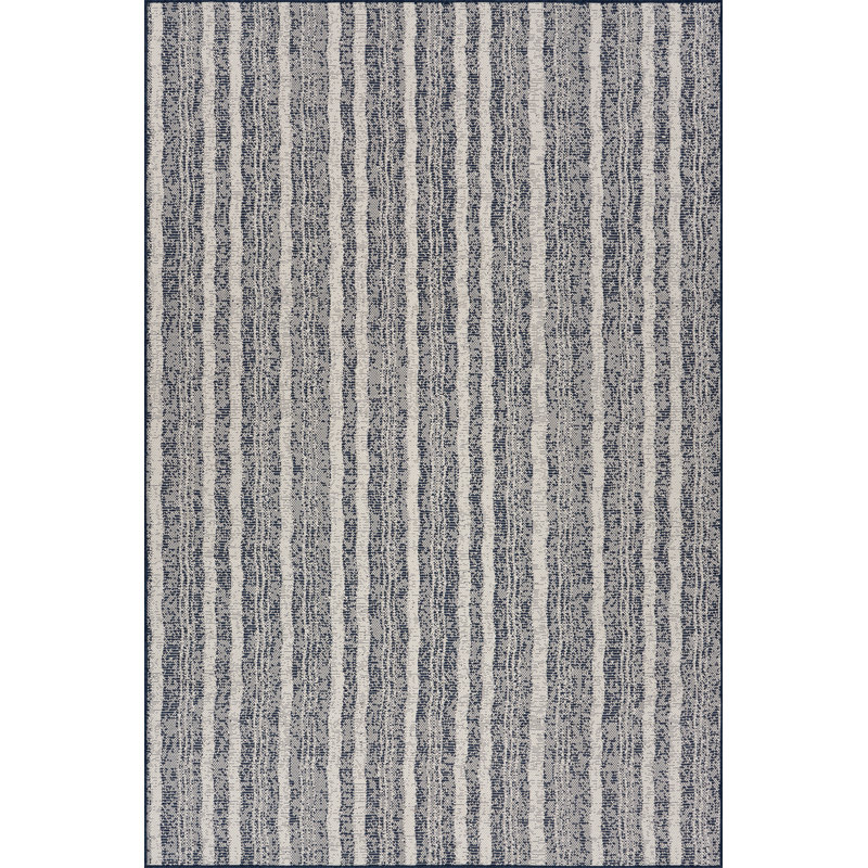  Tapis bohémien intérieur / extérieur Venira, Bleu très foncé, Rectangle 6 pi 7 po x 9 pi