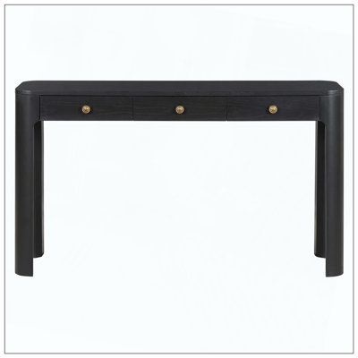 Rustic Console Table Curved Corners 3 Concealed Drawers Thick Legs