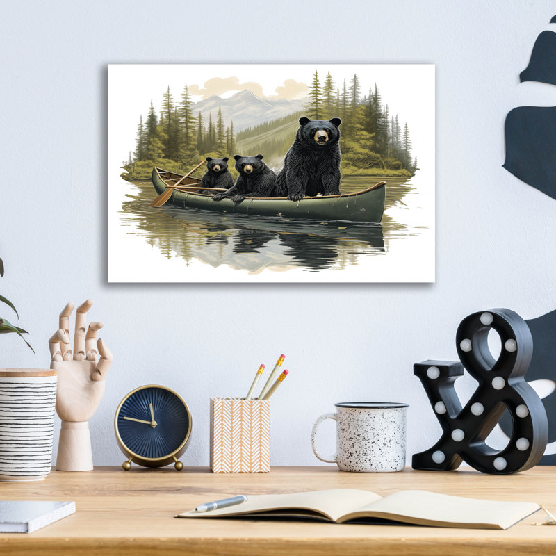  «Black Bear Canoe Mountains» par Jim Baldwin, art mural en verre acrylique, 16 po x 12 po