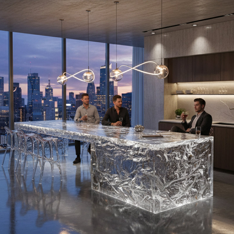 Luxury Ocean-inspired Large Kitchen Island – Modern Kitchen Island Table & Designer Kitchen Decor
