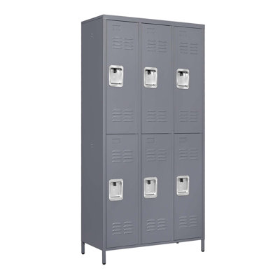 6 Door 72"H Metal Lockers With Lock for Employees,Storage Locker Cabinet,Gray
