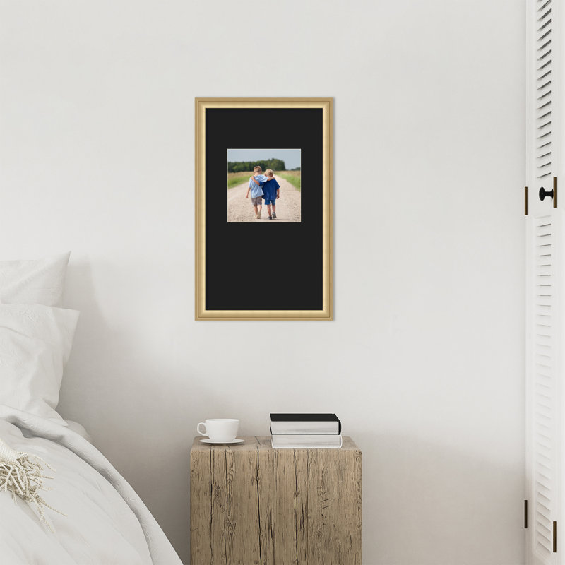 Cadre photo Florence, 13 x 22 emmêlés à 8 x 8, Florence Gold Smooth Black