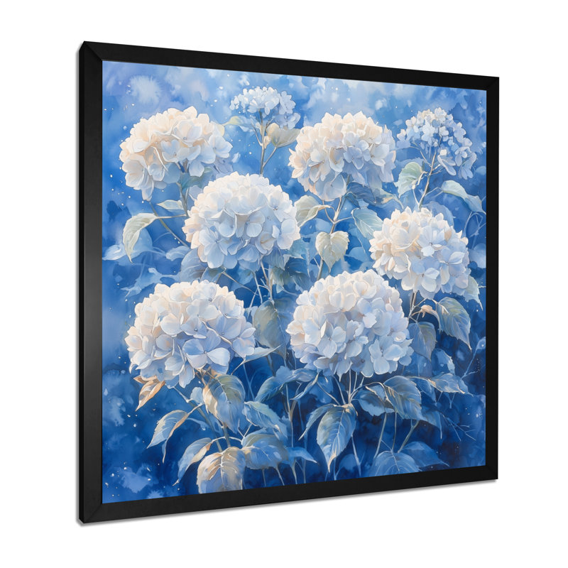 Hortensias dans le jardin d'hiver - hydrangées, art mural, Reproduction encadrée d'une seule photo, Noir, noir, noir, noir