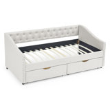Comfortable Tufted Sofa Bed With Drawers And Sturdy Construction