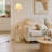 70" Cream Floor Lamp with Side Table, Adjustable Height, Bulb Include, Rotating Light Arm