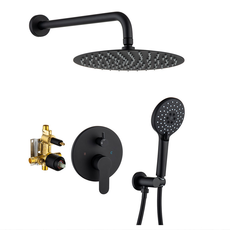 Robinet de douche à pression équilibrée avec valve brute Rainlex Rainlex, Noir mat