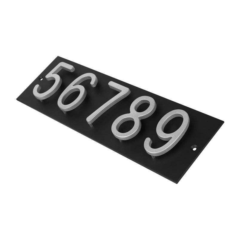 Plaque d'adresse horizontale Amgo Floating Modern, Argent argent, Noir, noir, noir, noir, Oui