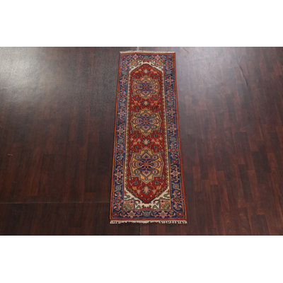 Tapis de couloir rouge Heriz Serapi