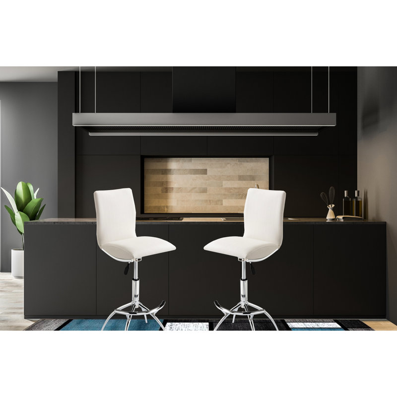 Tabouret de bar contemporain (2), blanc doux avec texture, support en métal, siège réglable, coussin en mousse facile d'entretien de 2 chaises modernes, structure texturée, hauteur, rembourrage de qualité