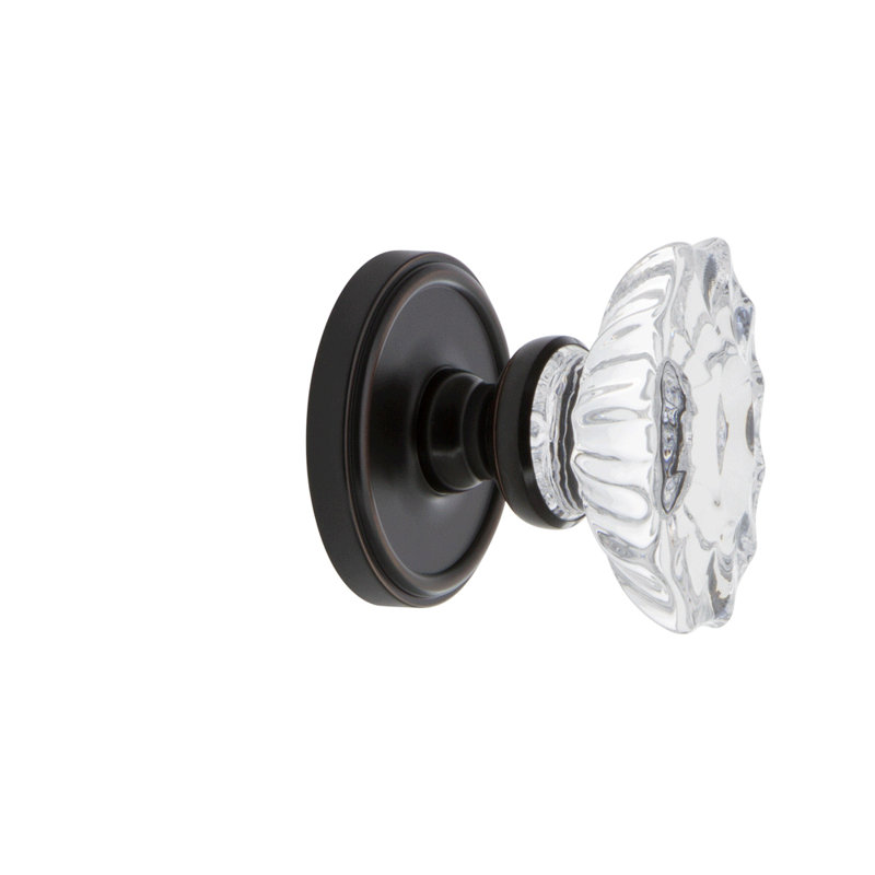 Grandeur Georgetown Rosette Passage with Biarritz Crystal Door Knob, Timeless Bronze, 2 3/8"