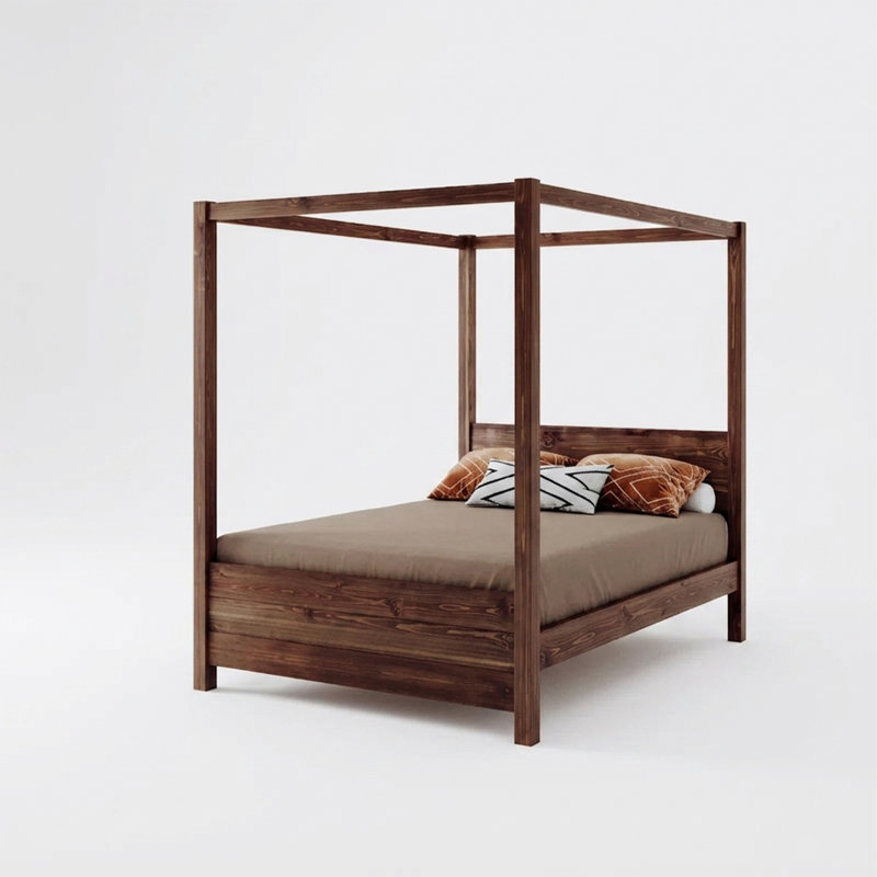 Desern Solid Wood Bed, Small Double (4'), Espresso Wood