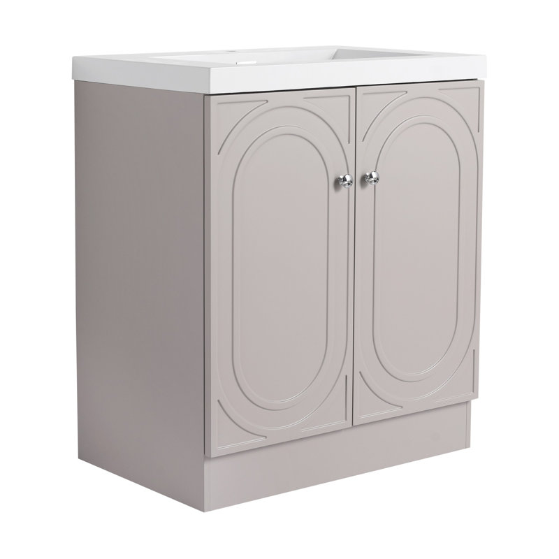 Meuble-lavabo autoportant avec lavabo en résine, 29.5"