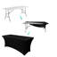 Table pliante 6 pi avec couvre-table noir, table robuste portative pour une utilisation intérieure extérieure, banquet, jardin, hayon