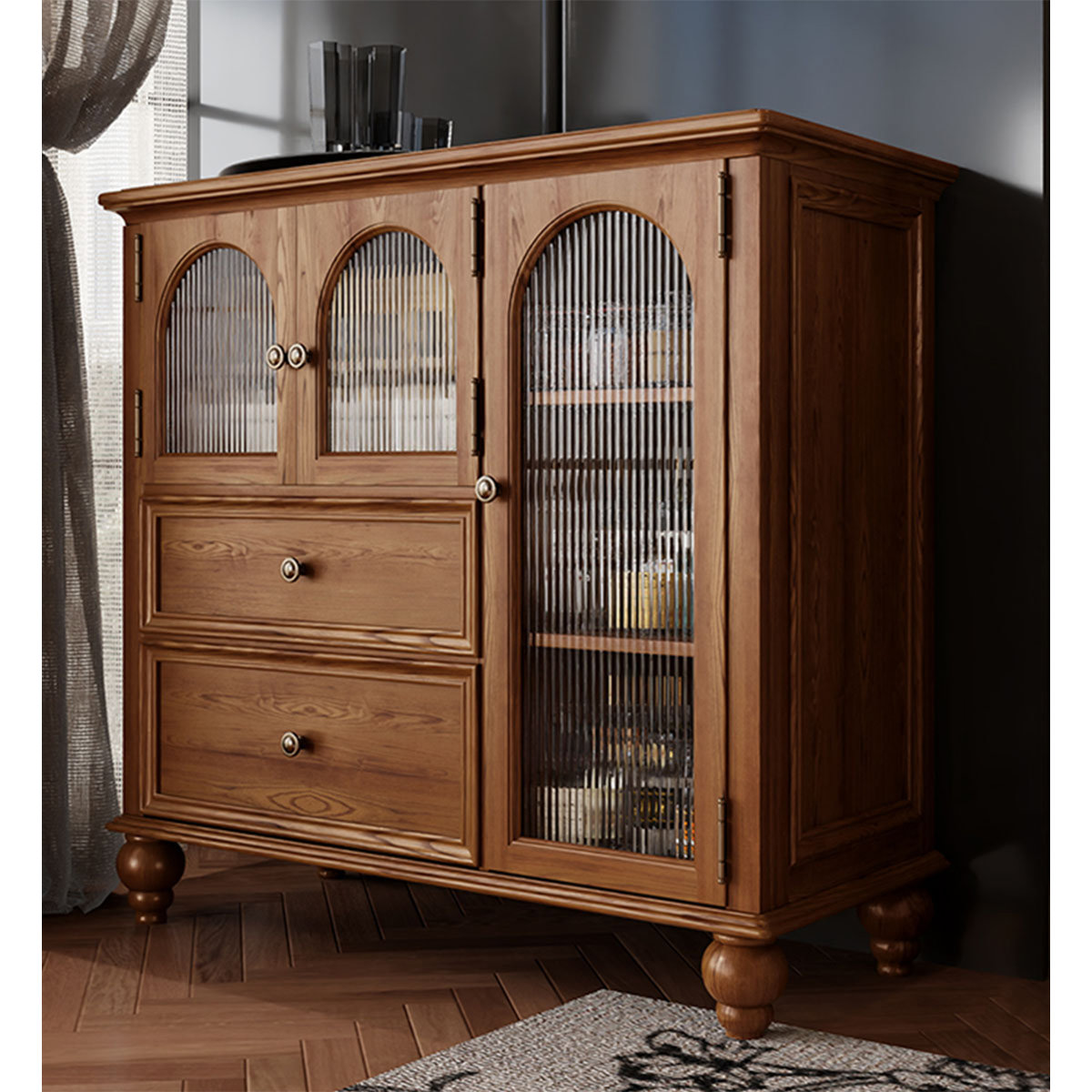 American-Style Retro Multi-Functional Large-Capacity Accent Cabinet