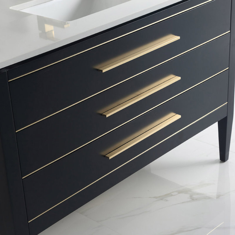 Base de meuble-lavabo de salle de bain simple 48" seulement, Noir et or