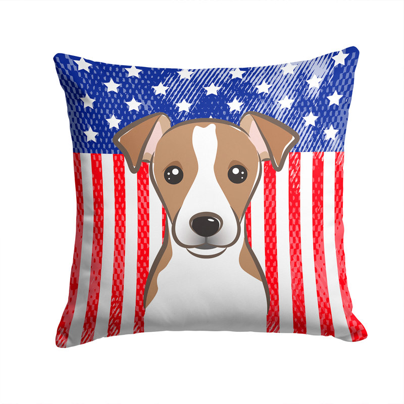  Coussin 14 "American Flag, 14 po x 14 po, Terrier Jack Russell 2
