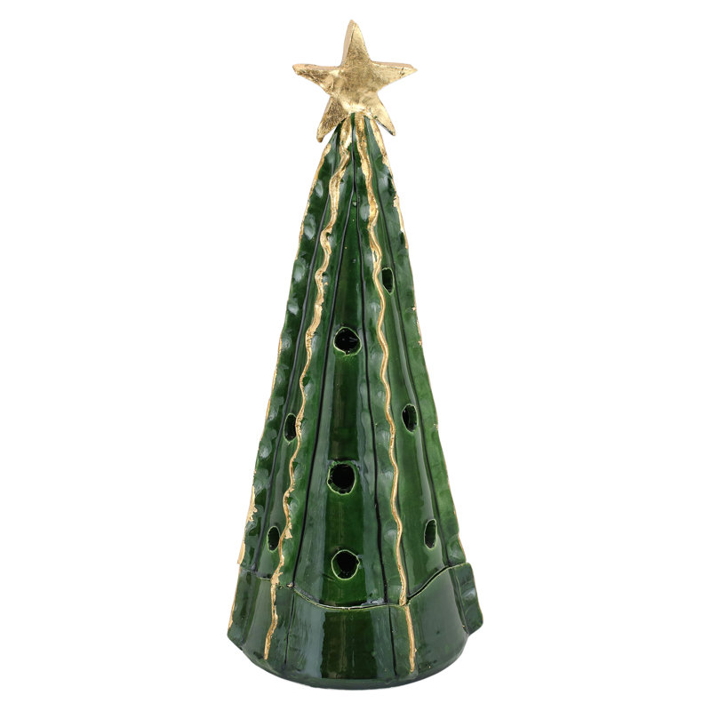 Foresta Large Tree with Ribbon & Gold Star, Green/Gold