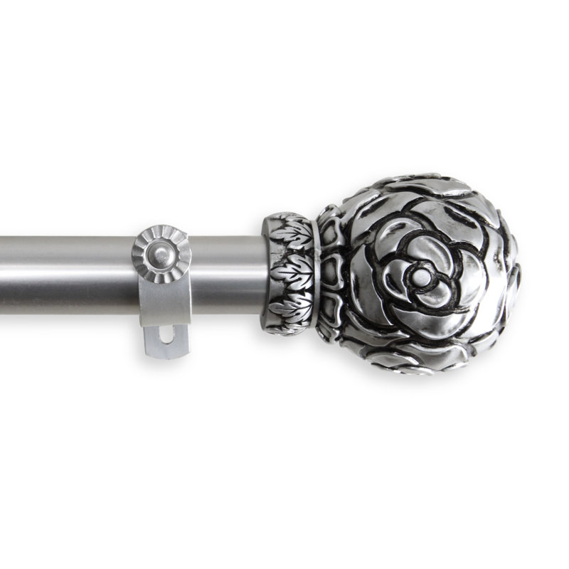 Tringle à rideau simple rose Mila, Nickel satiné