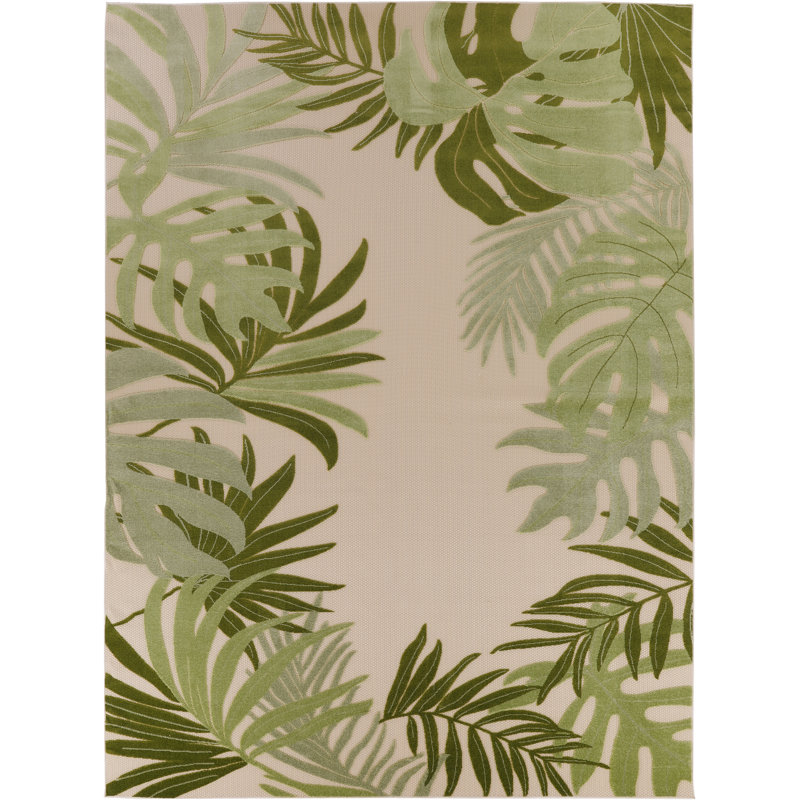 Tapis intérieur / extérieur floral Alvarie, Rectangle 7 pi 10 po x 10 pi 6 po