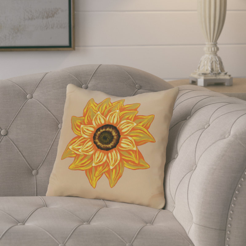 Floral Outdoor Reversible Throw Pillow, Beige
