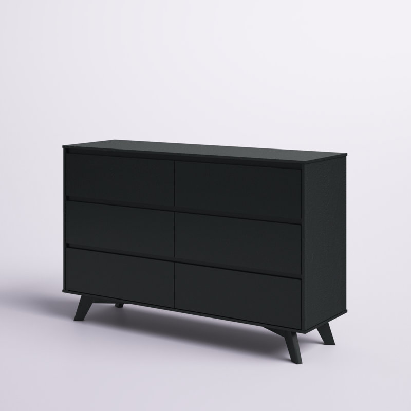 Brubaker 6" W Solid Wood Double Dresser, Noir