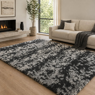 Solid Colour Machine Tufted Shag Area Rug