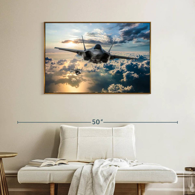 F35 Fighter Jet, Floating Frame Gold, 40" X 27"