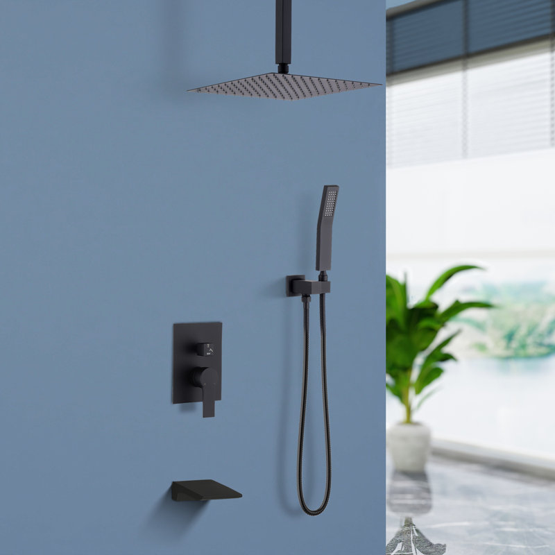 Topcraft 10-Inch Wall-Mounted Rain Shower System With Handheld Showerhead And Spout
