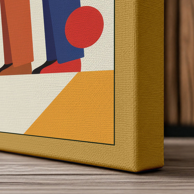 Four Figures in Geometry Mid-Century - Wrapped Canvas, 18x12 - 45.7 x 30.5 cm, Ochre Border