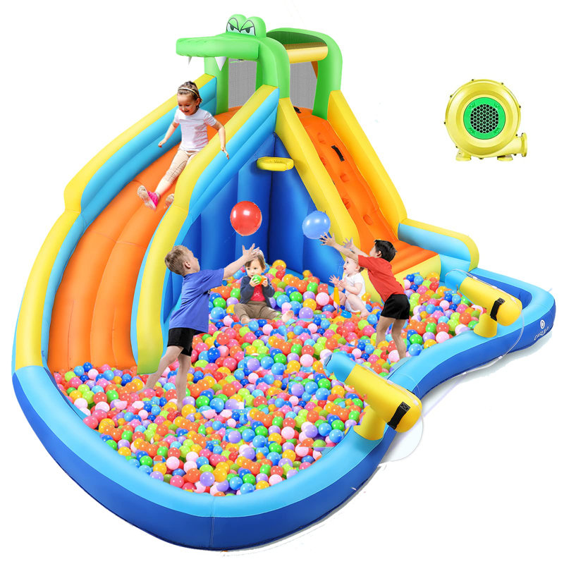 Adam 13.1' x 11.4' Inflatable Waterslide with Air Blower Indoor Outdoor Wet Dry
