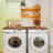 Washer Dryer Countertop Solid Wood With Polyester Coating, Laundry Countertop With Edge Rails，Walnut